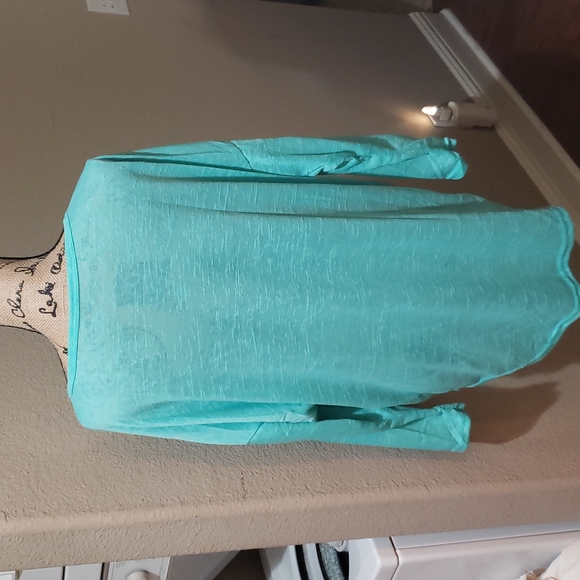 💚💙 NWOT Mint/Turquoise Green Hi - Lo Long Sleeve Baggy Scoop Neck Size: XL - Picture 3 of 3